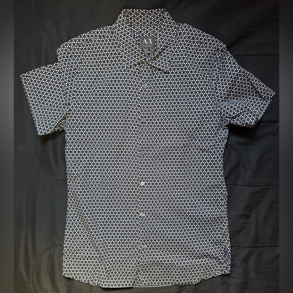 Armani Exchange Men's Black and White Dot Shirt